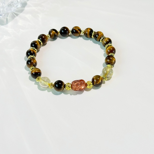 Fortune Radiance - Yellow Tiger’s Eye, Rutilated Quartz and Strawberry Quartz